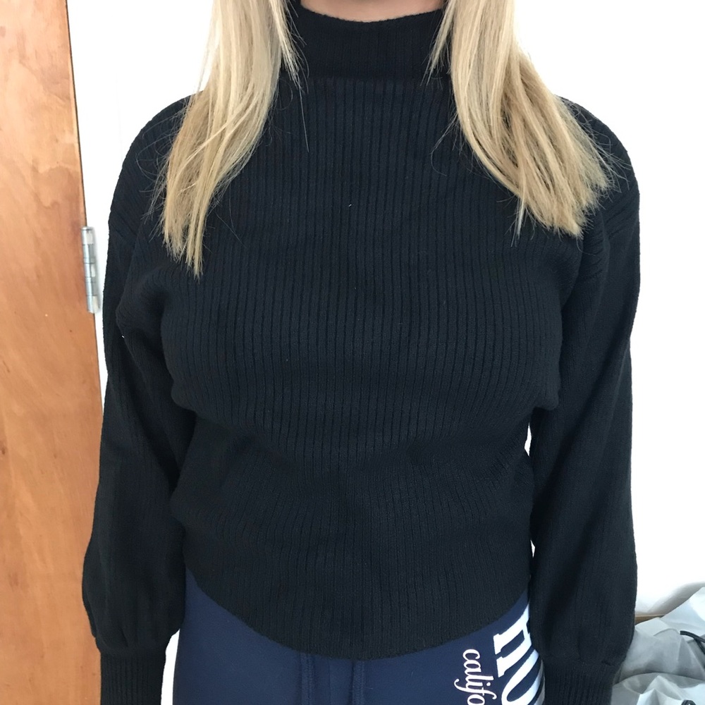 Black turtleneck crop top from Zaful